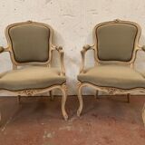 Pair of Louis XV style convertible in patinated beech XX century