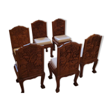 6 carved solid teak chairs