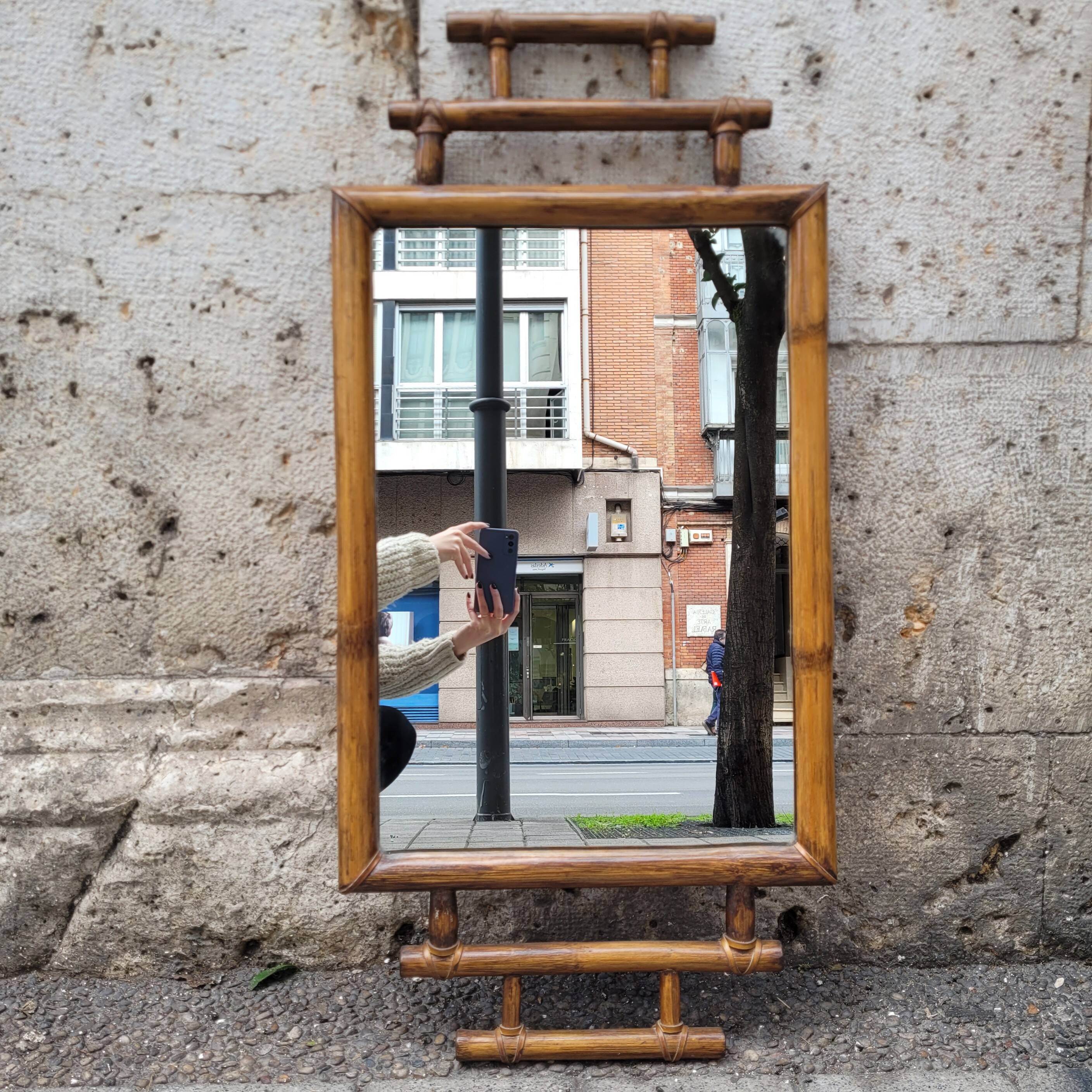Colonial mirror with bamboo frame, 1900s - France