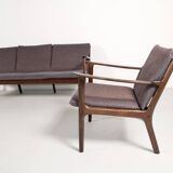 Armchairs and bench pj 112 ole wanscher mahogany 1951 poul jeppessen editor