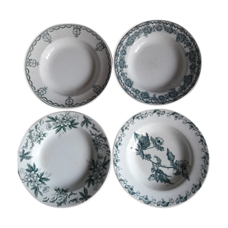 Lot of four mismatched hollow plates