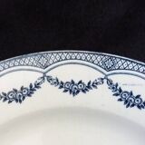 Assiettes dépareillées anciennes Digoin, Salins, Moulin des Loups vertes et bleues