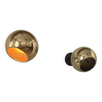 Pair of vintage adjustable wall lights, brass, France 1970