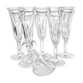 Saint-louis series of 6 crystal champagne flutes cut cerdagne