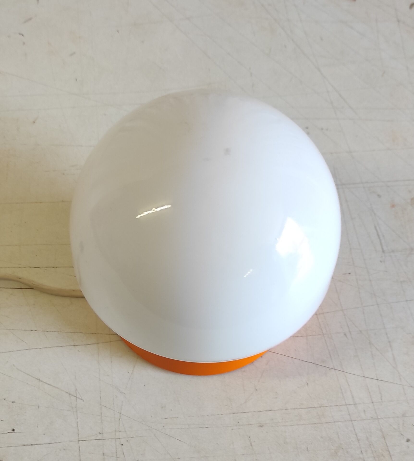 Ceiling light or wall lamp in orange ABS and opal globe - 1970s