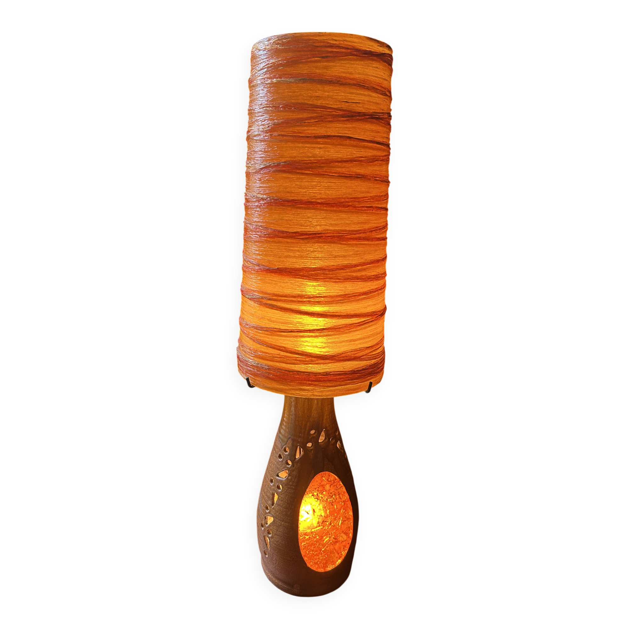 Accolay lamp in terracotta, resin lampshade with double lighting 1960