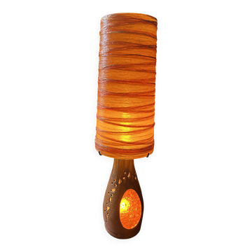Accolay lamp in terracotta, resin lampshade with double lighting 1960
