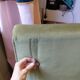 Lot of 2 olive green velvet armchairs.