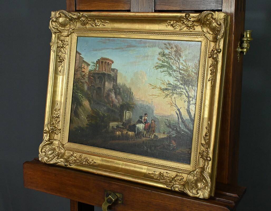 Painting “The Temple of Tivoli”, Italy – Late 19th century