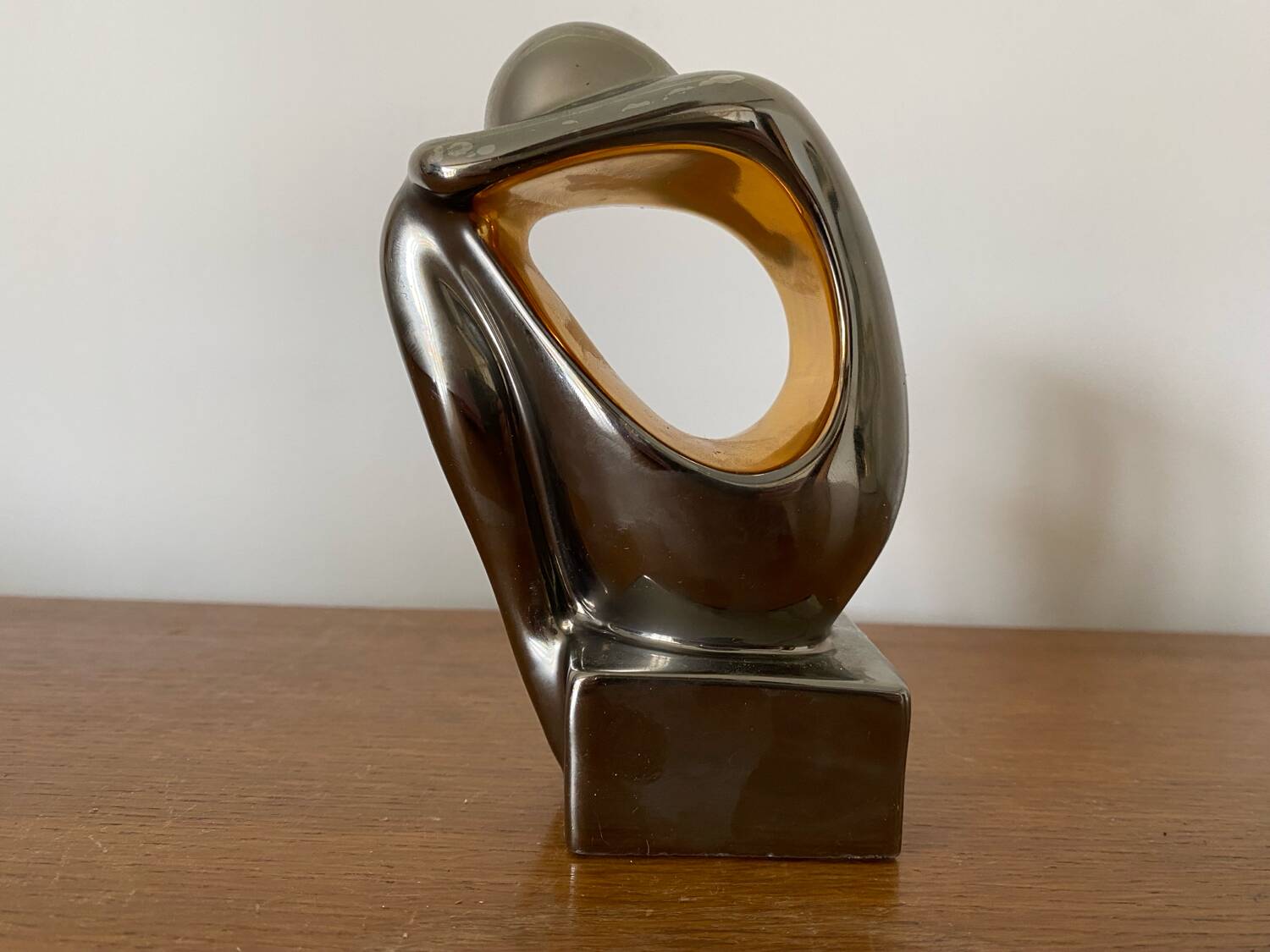 Antique GALOS Sculpture Grey & Gold Porcelain Design Decoration