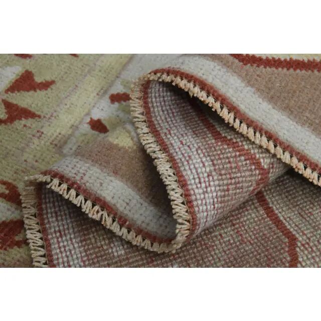 1970s Turkish Oushak Handmade Wool Cotton Red Area Rug 115x192
