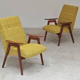 Paire de fauteuils Jaune par Jaroslav Smidek pour Ton (Thonet) Expo 58