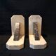 Pair of art deco bookends in black and grey marble