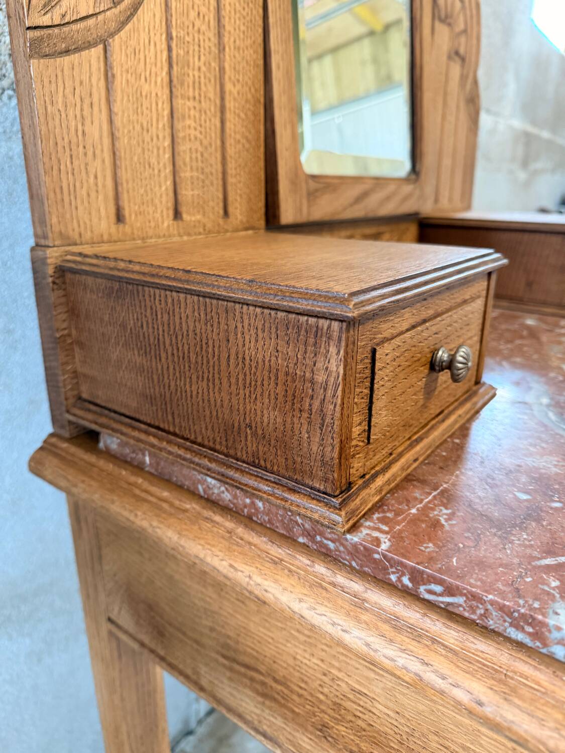 Antique carved oak hairdresser – art deco style