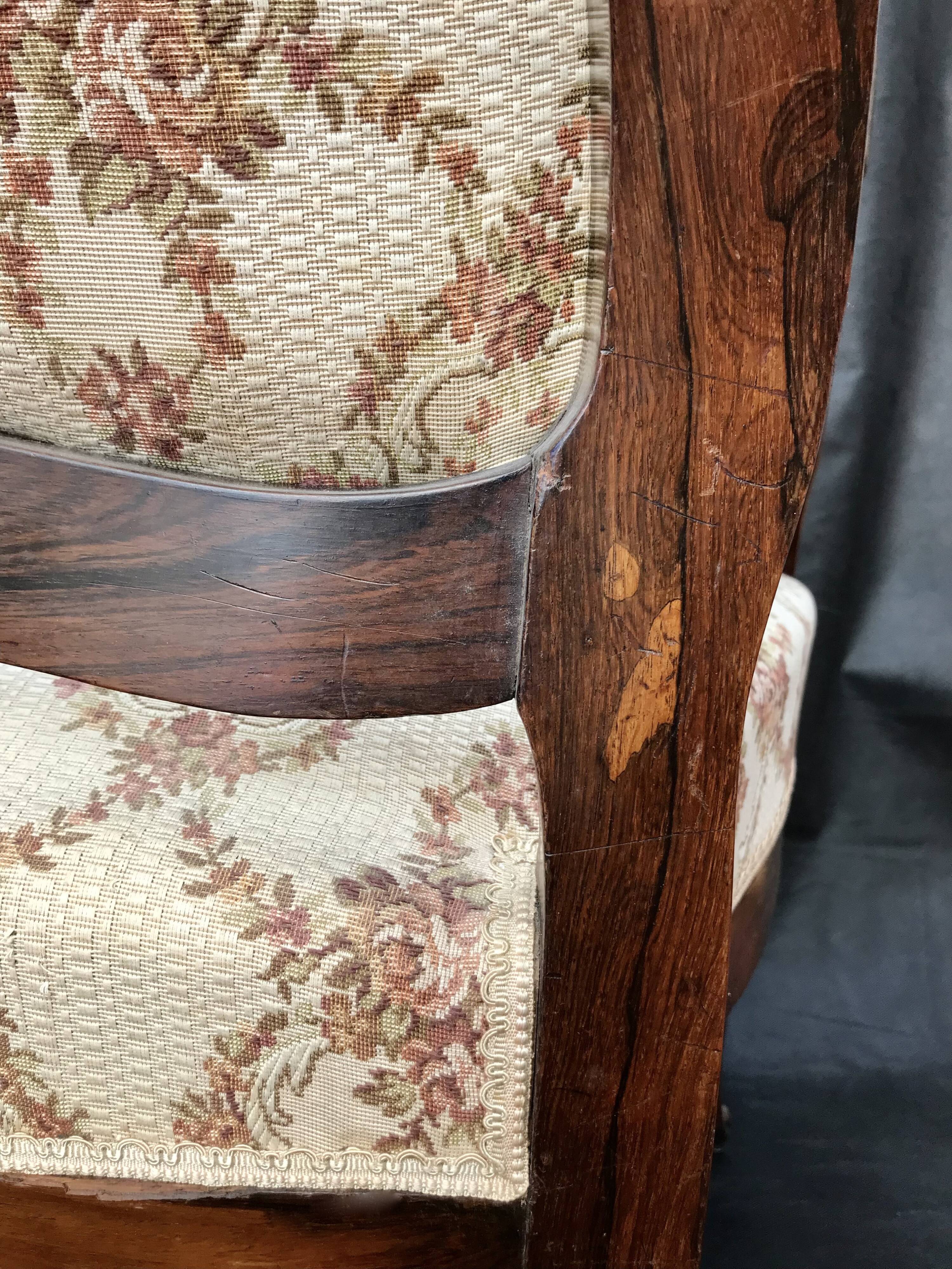 Shepherdess armchair in rosewood fleuron shell Napoleon III