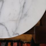 Marble and wood side table