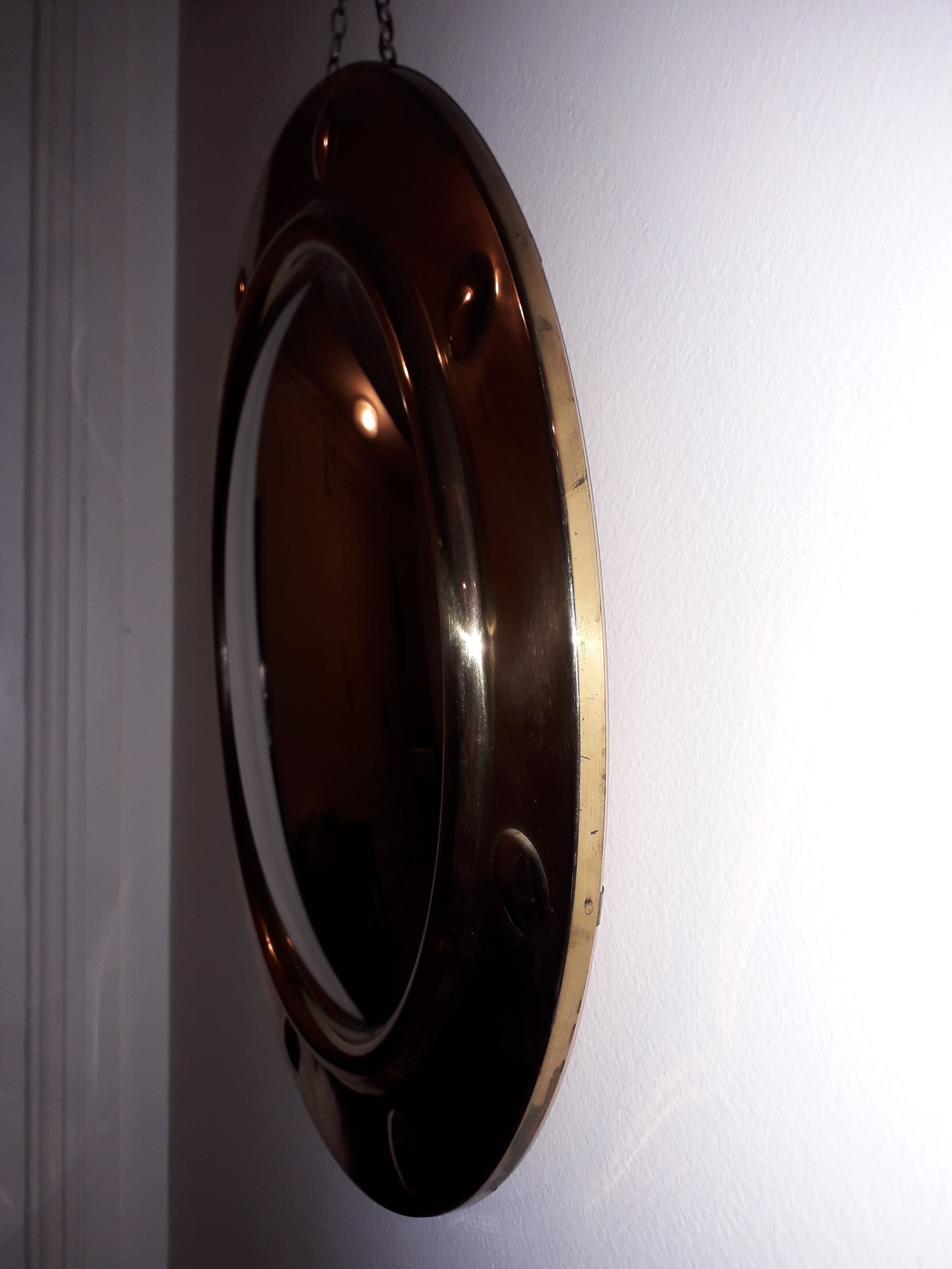 Mirror witch bulging brass 48x48cm