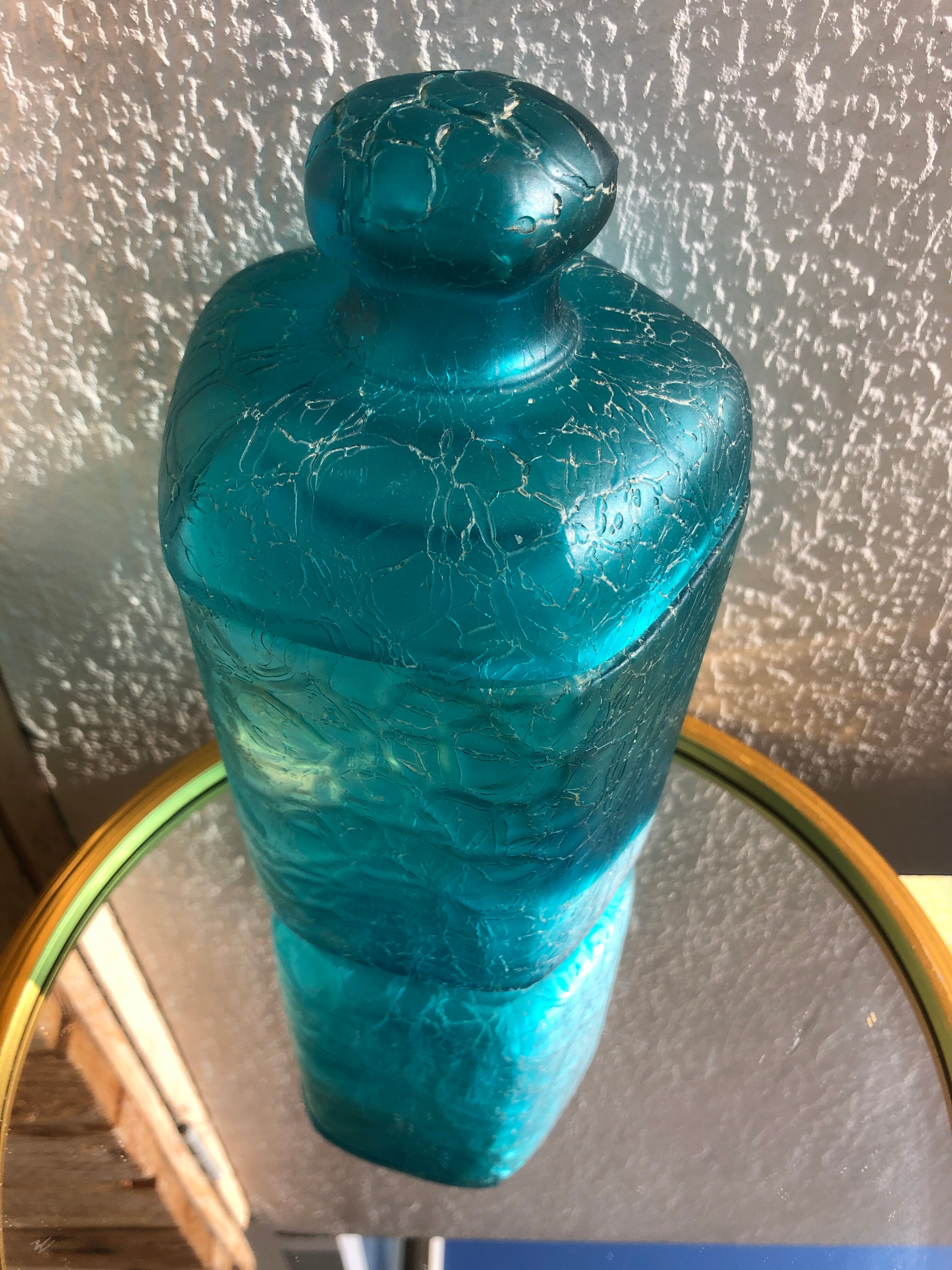 Marcel Franck cotton pot in blue glass 40s