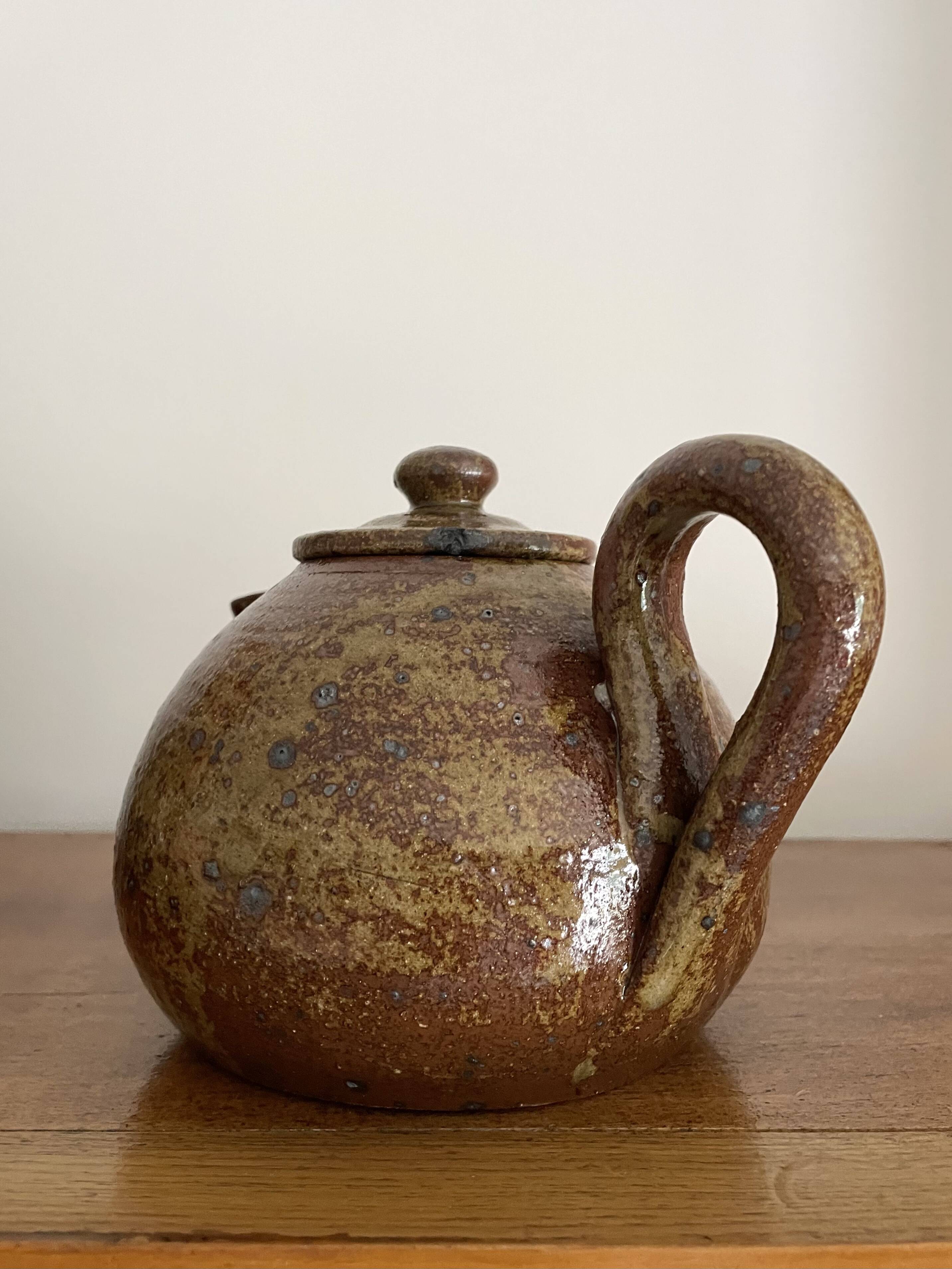 Théière avec 2 tasse à café en grès design vintage