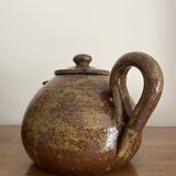 Vintage design stoneware teapot with 2 coffee cups