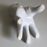 Surreal ceramic vase in the shape of a white glove by Leo Bonassera., 1970