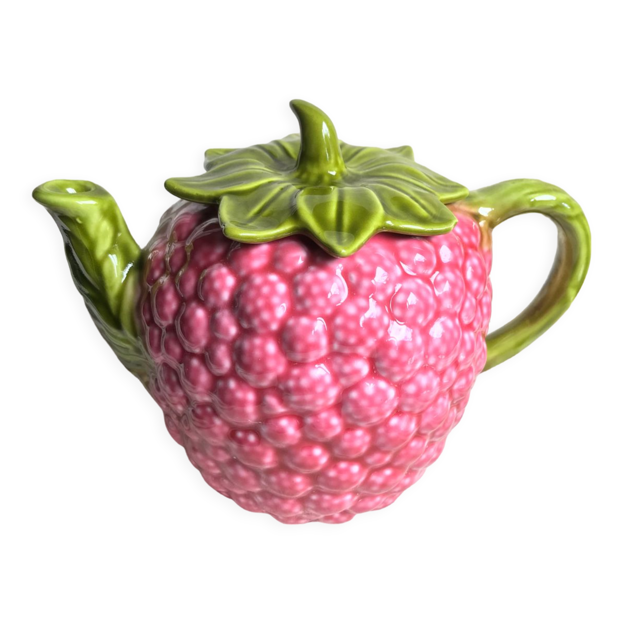 Raspberry slip teapot