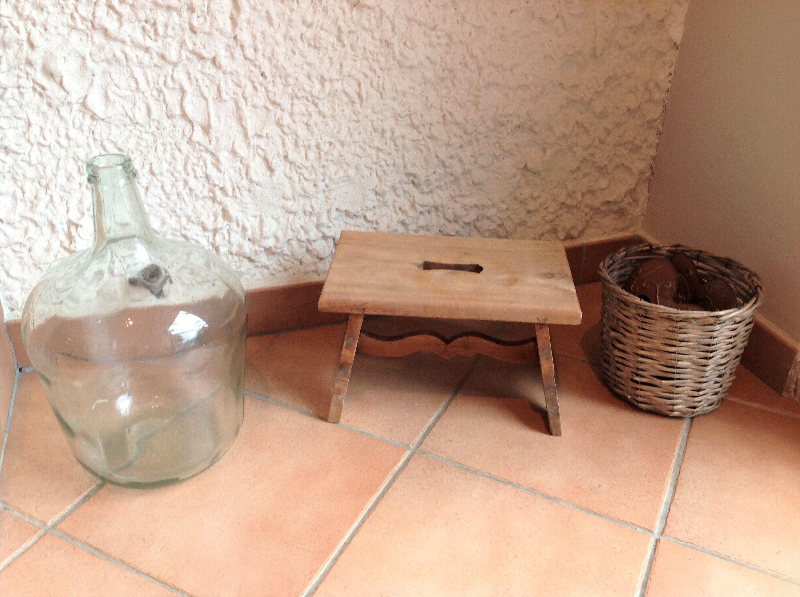 Foot stool in raw wood vintage 50s-60s