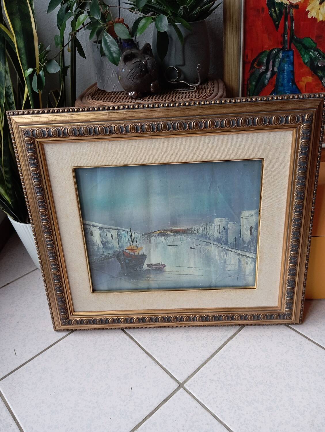 Marine painting under glass