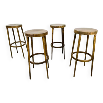4 bar stools Baumann wood 60s bistro
