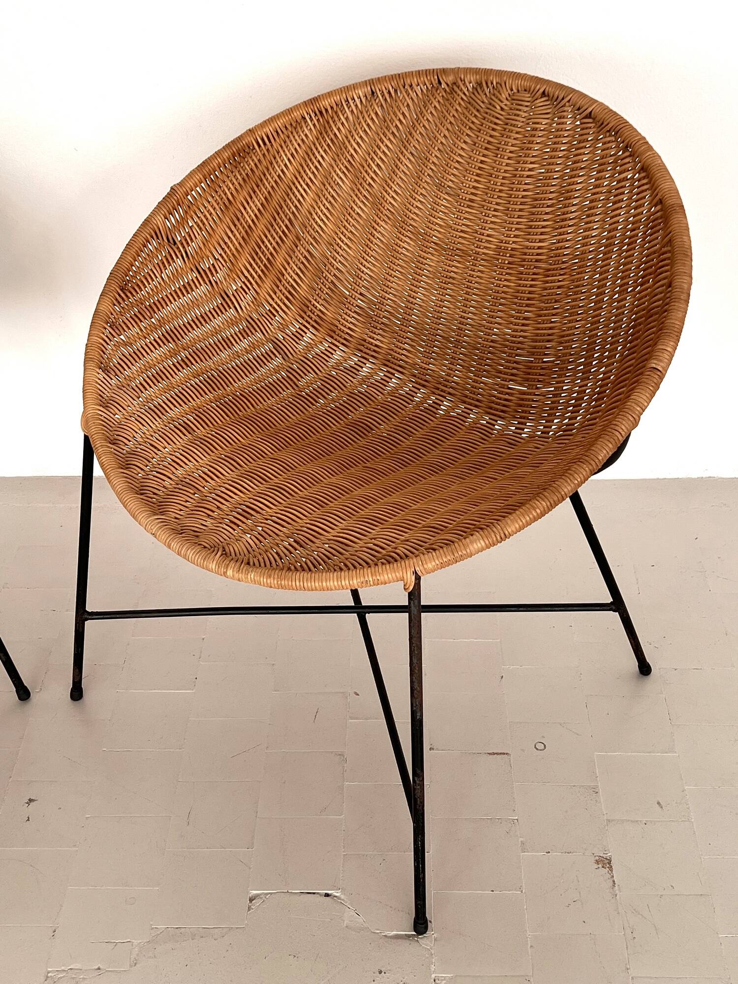 Pair of Rattan Lounge Chairs, Italy, 1970s