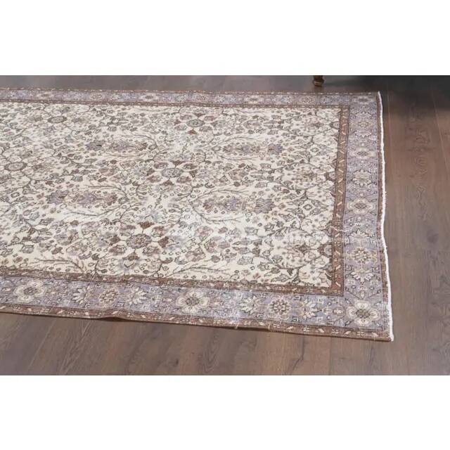 Vintage Turkish Hand-Knotted Wool Cotton Beige Area Rug 158x284