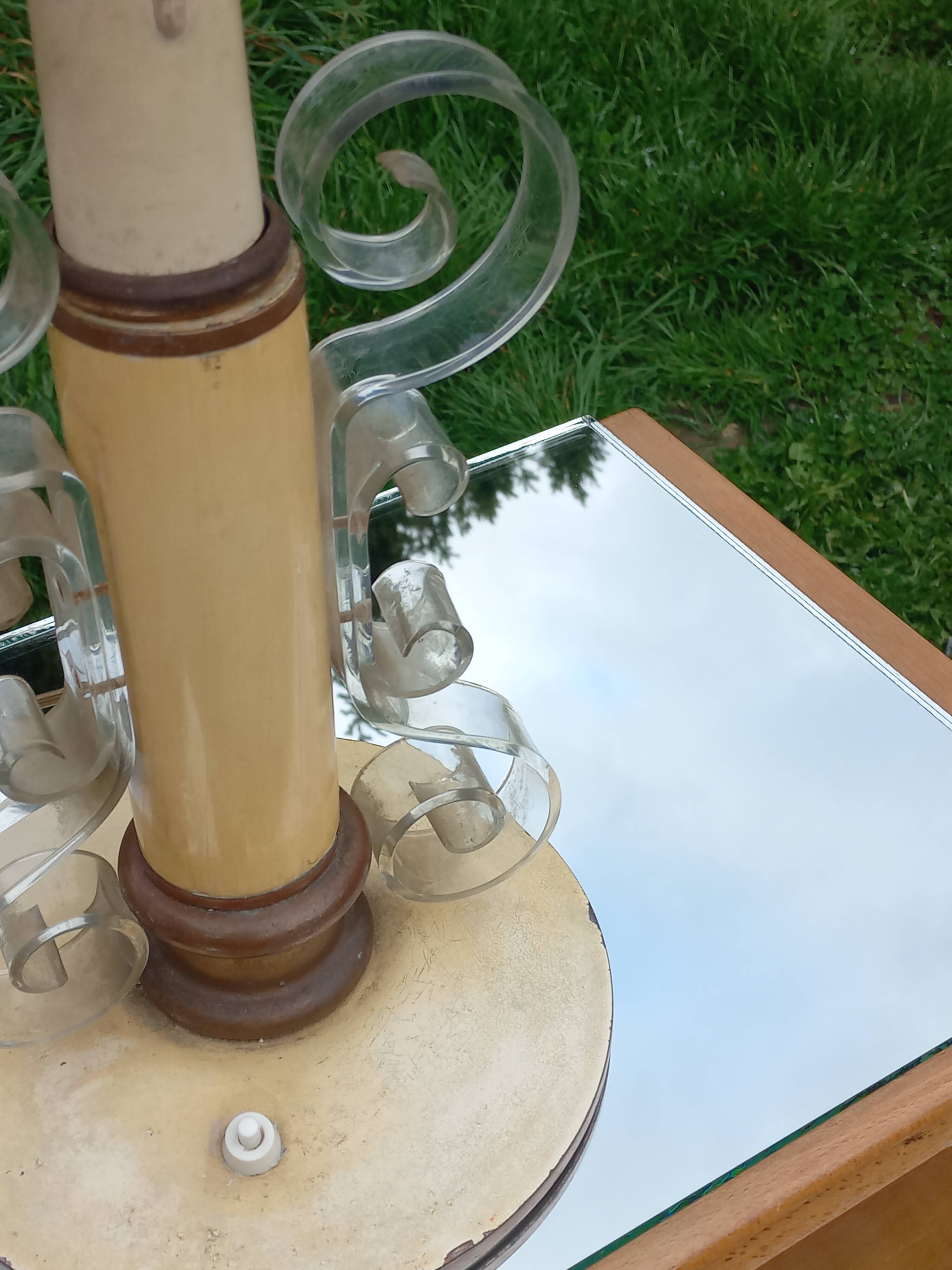 Lampe vintage des années 50 tôle, plexi et bois