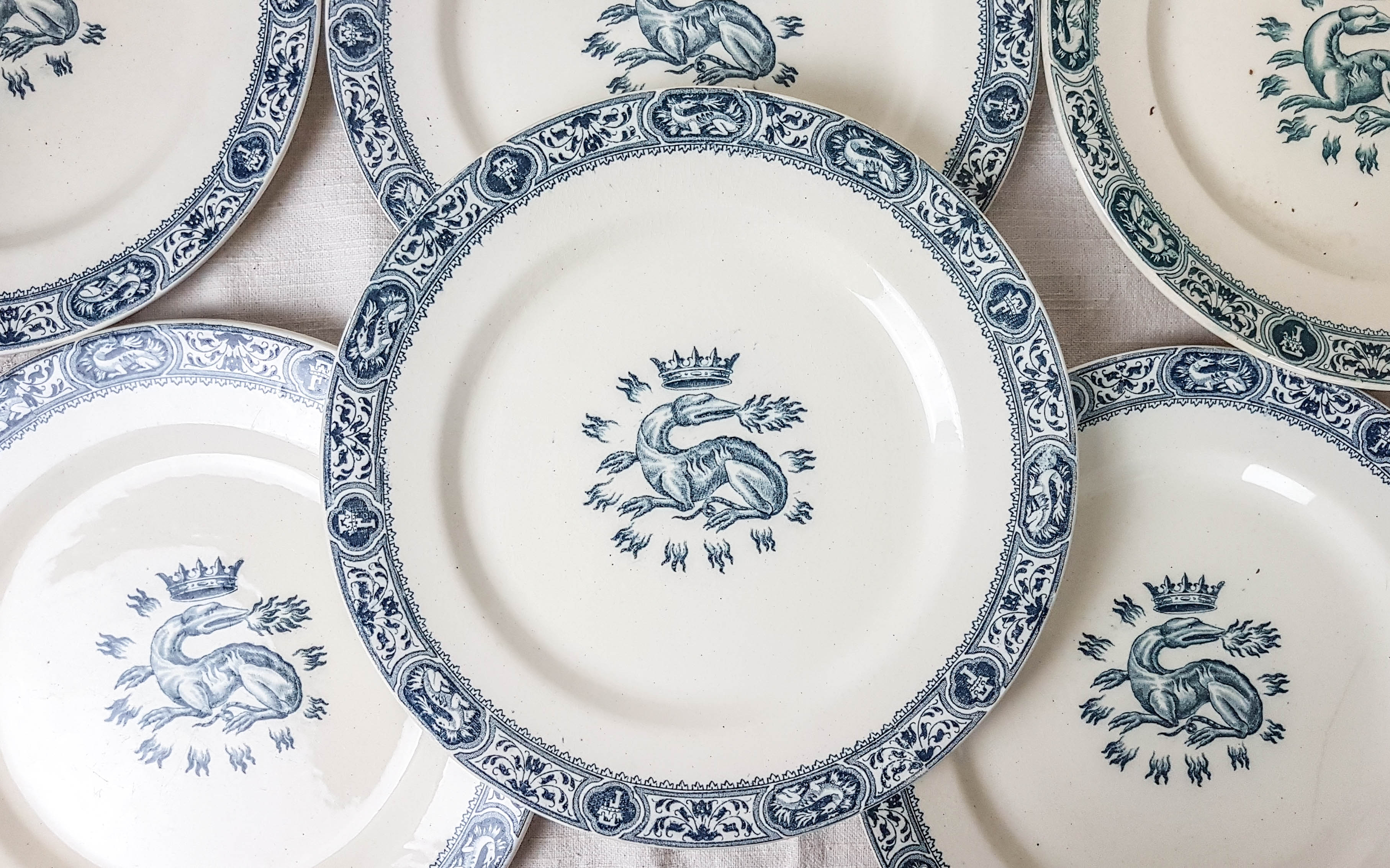 Lot 6 dessert plates François 1st SALINS Iron Earth