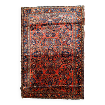 Handmade antique Persian Sarouk rug 4' x 6.4' (122cm x 195cm) 1920s - 1B790