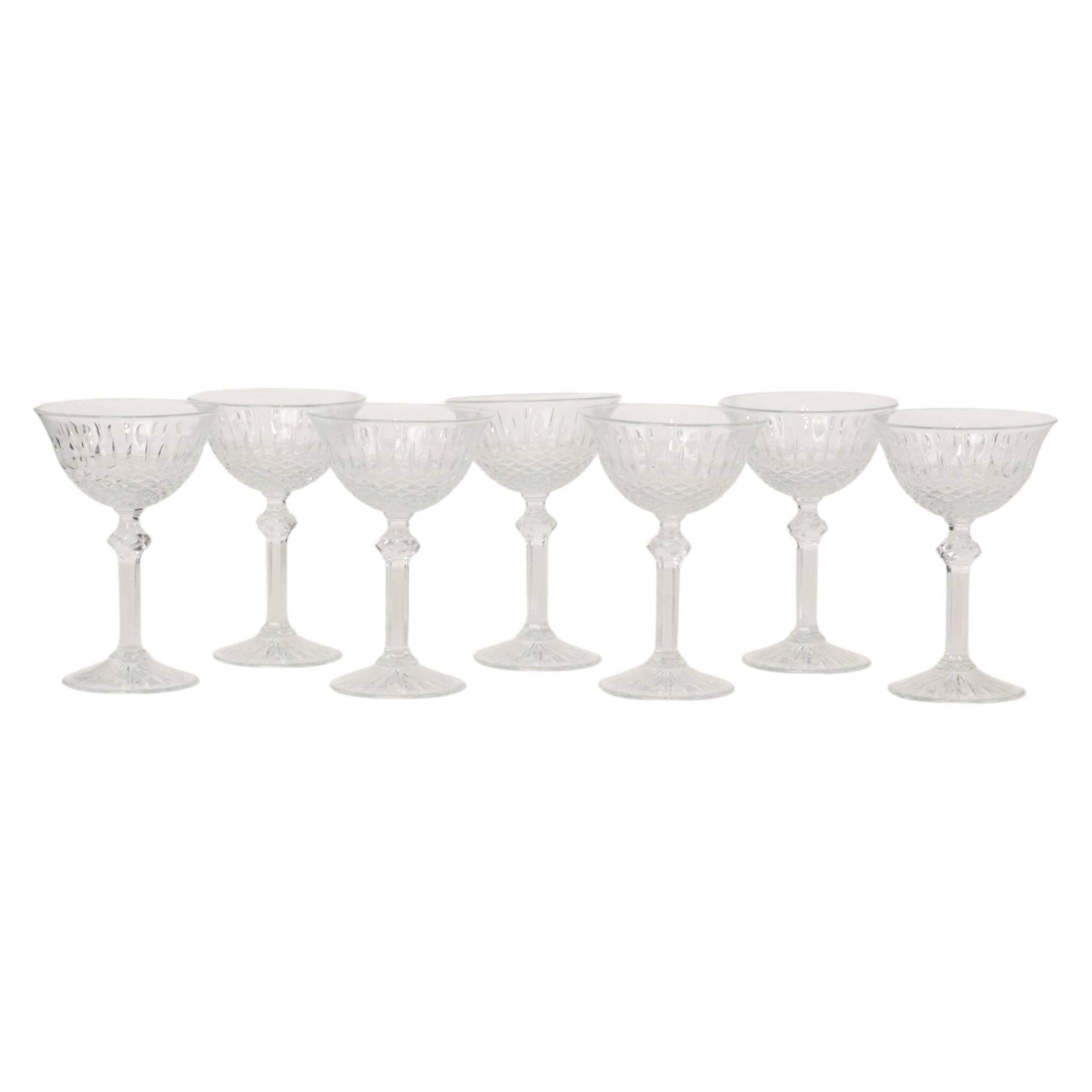 Set of 7 Regency Fidenza Crystal Champagne Glasses