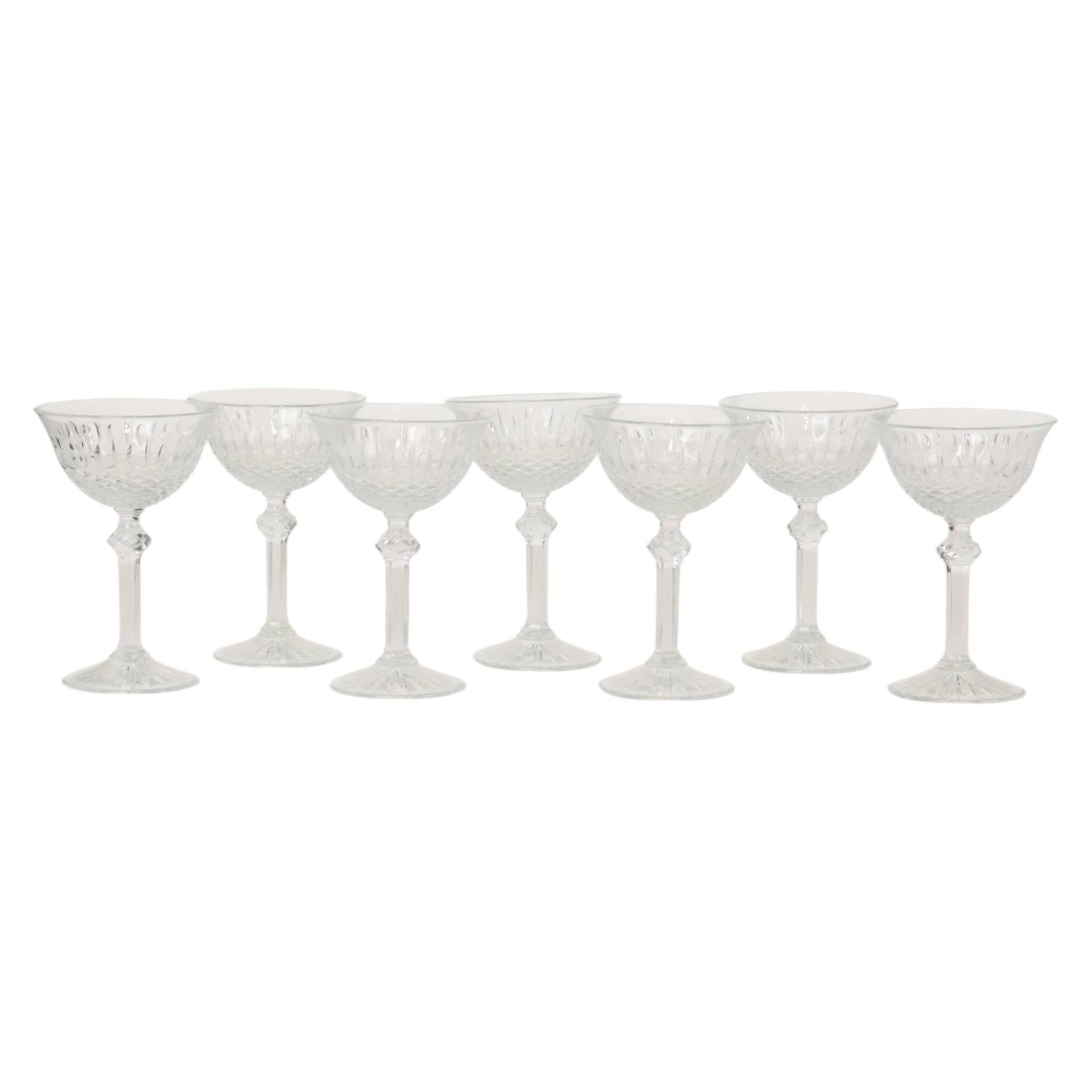 Set of 7 Regency Fidenza Crystal Champagne Glasses