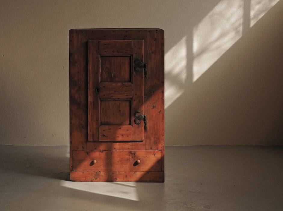 Mountain furniture in pine and larch, Folk art, Savoie, 19th century