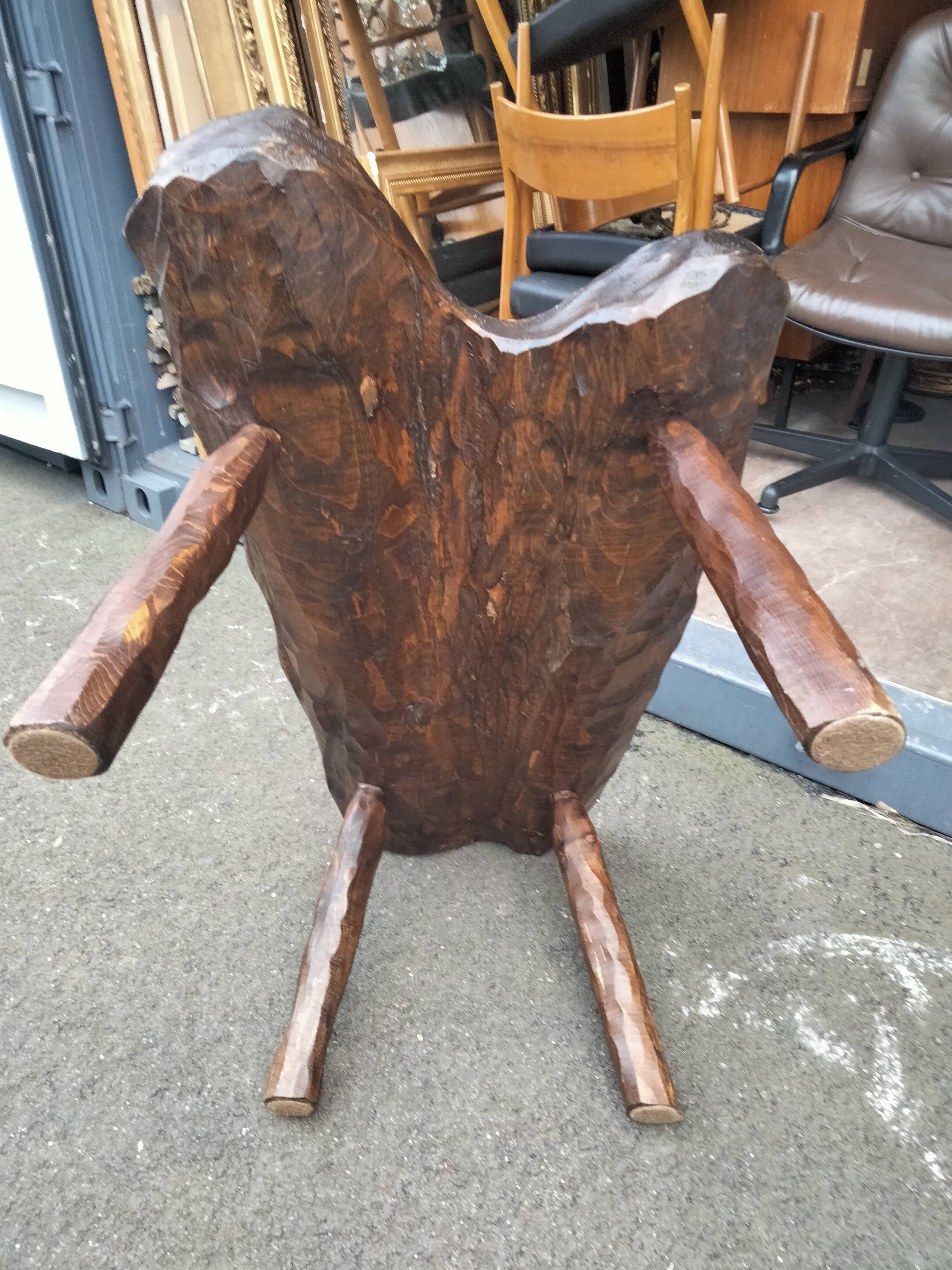 Old wooden side table vintage tree trunk décor