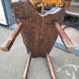 Old wooden side table vintage tree trunk décor