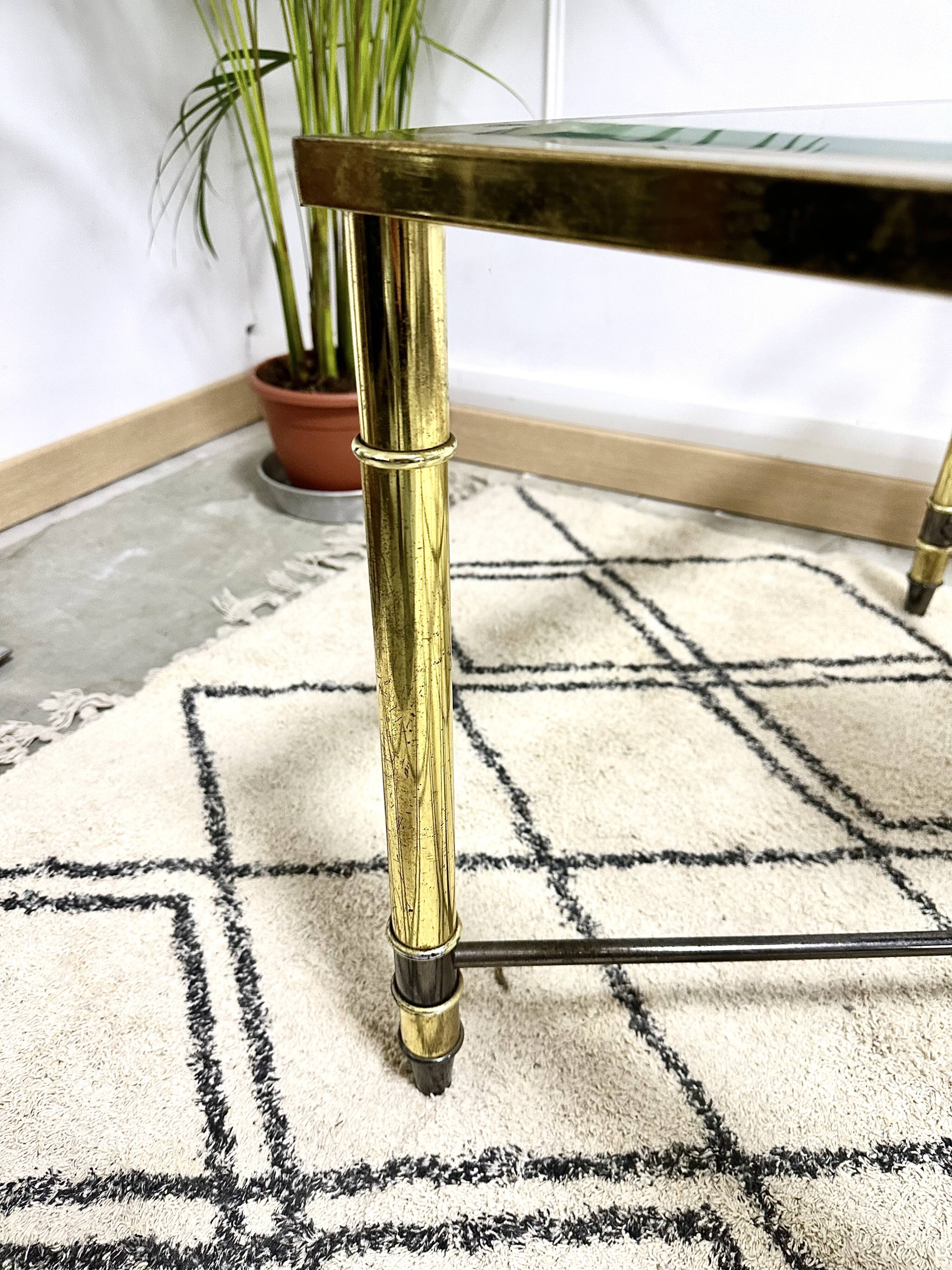 Brass coffee table glass tray