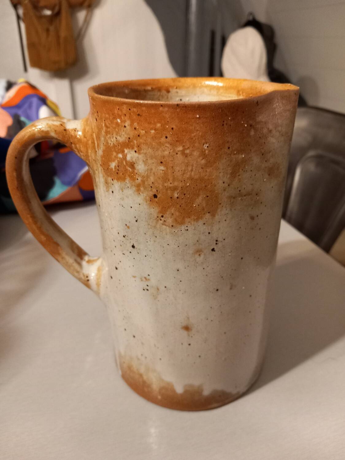 Pitcher/water or milk pot, old, in glazed stoneware