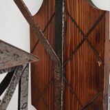 Wall lamp in wrought iron and old wood