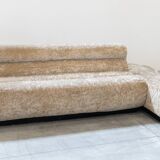 Beige chenille sectional sofa, 3 pieces, 1970s