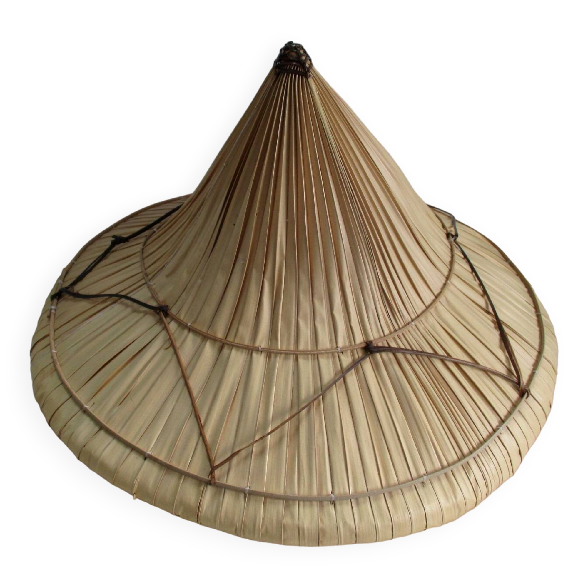 Asian rattan and plant fiber hat - vintage