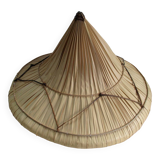 Asian rattan and plant fiber hat - vintage