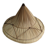 Chapeau asiatique rotin et fibres végétales -vintage
