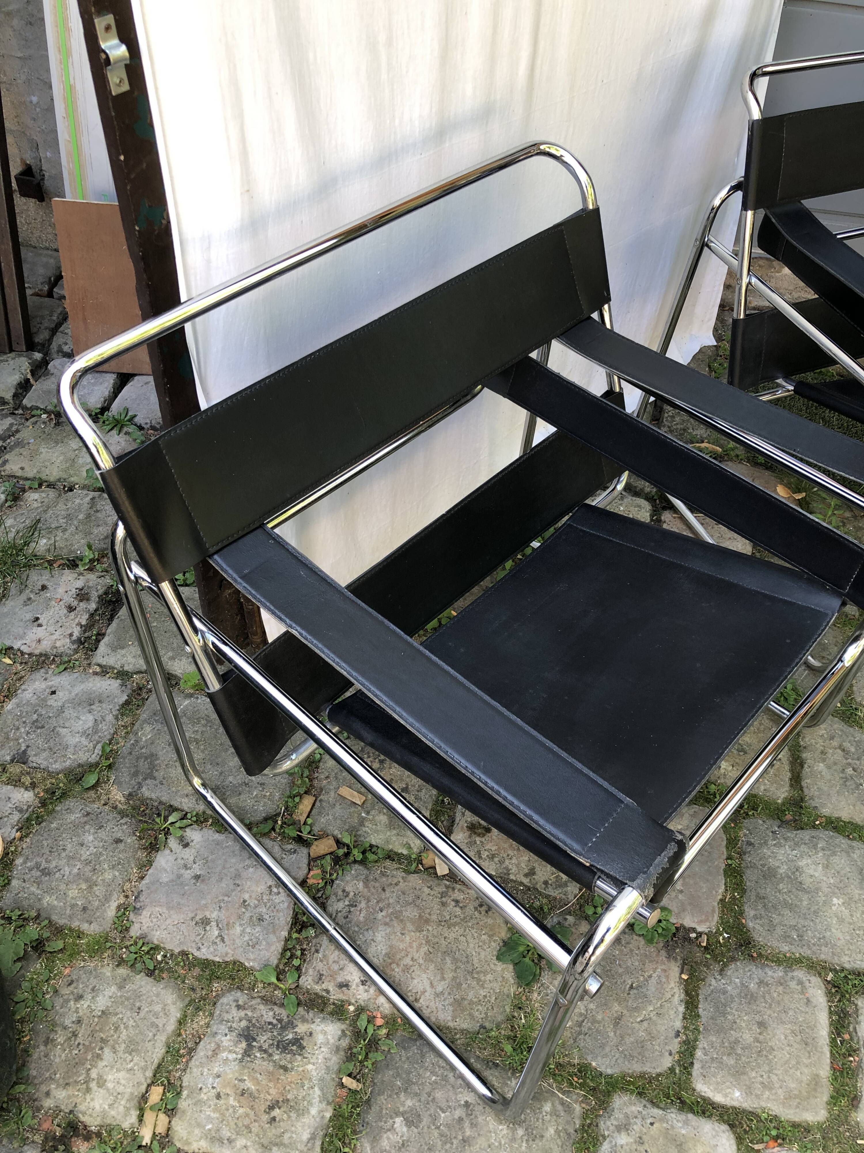 Pair of Wassily armchairs by Marcel Breuer