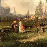 Pair of oils on canvas, 19th century animated landscapes