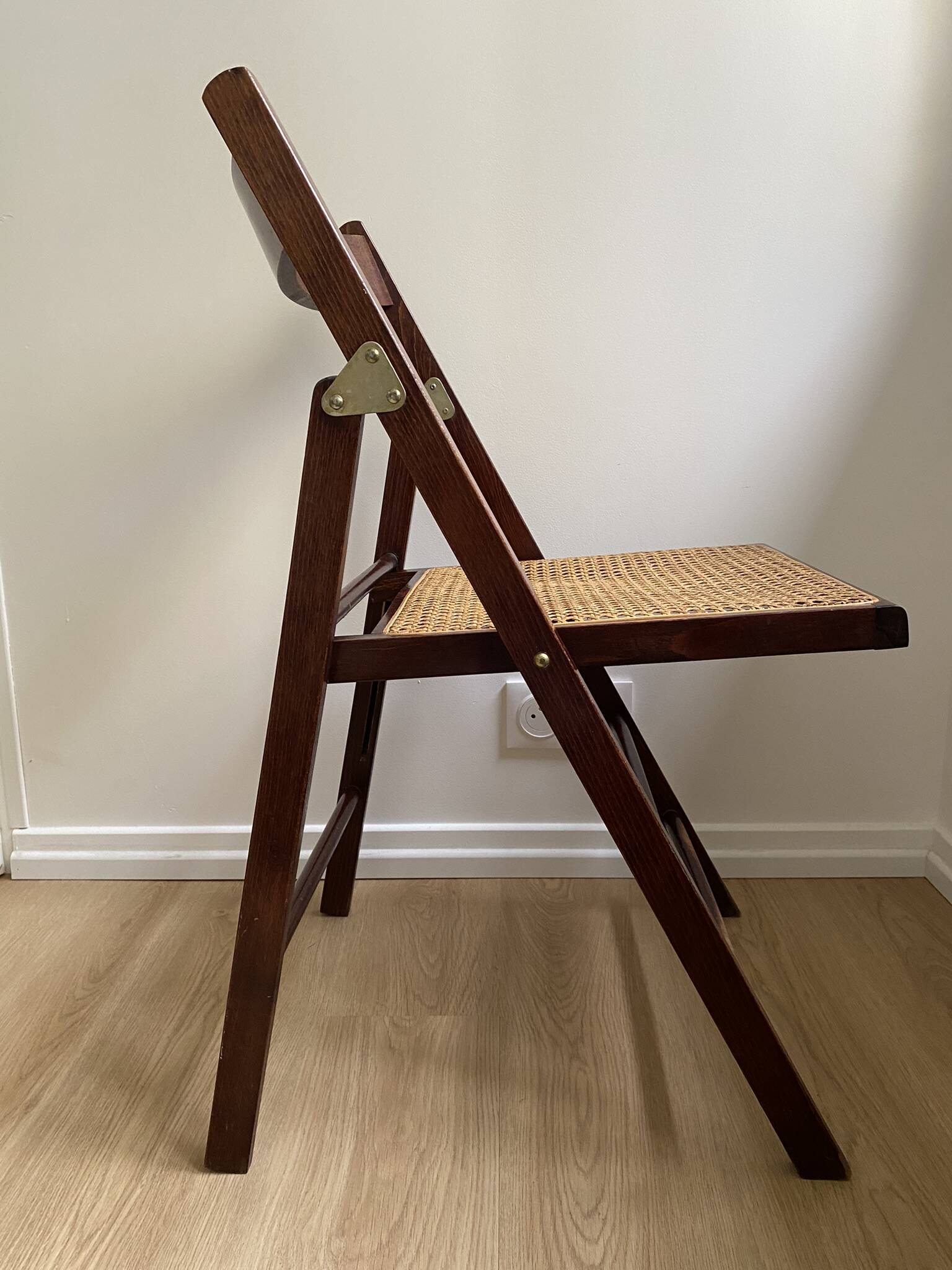 Folding chair occasional chair vintage wooden office chair with cane seat