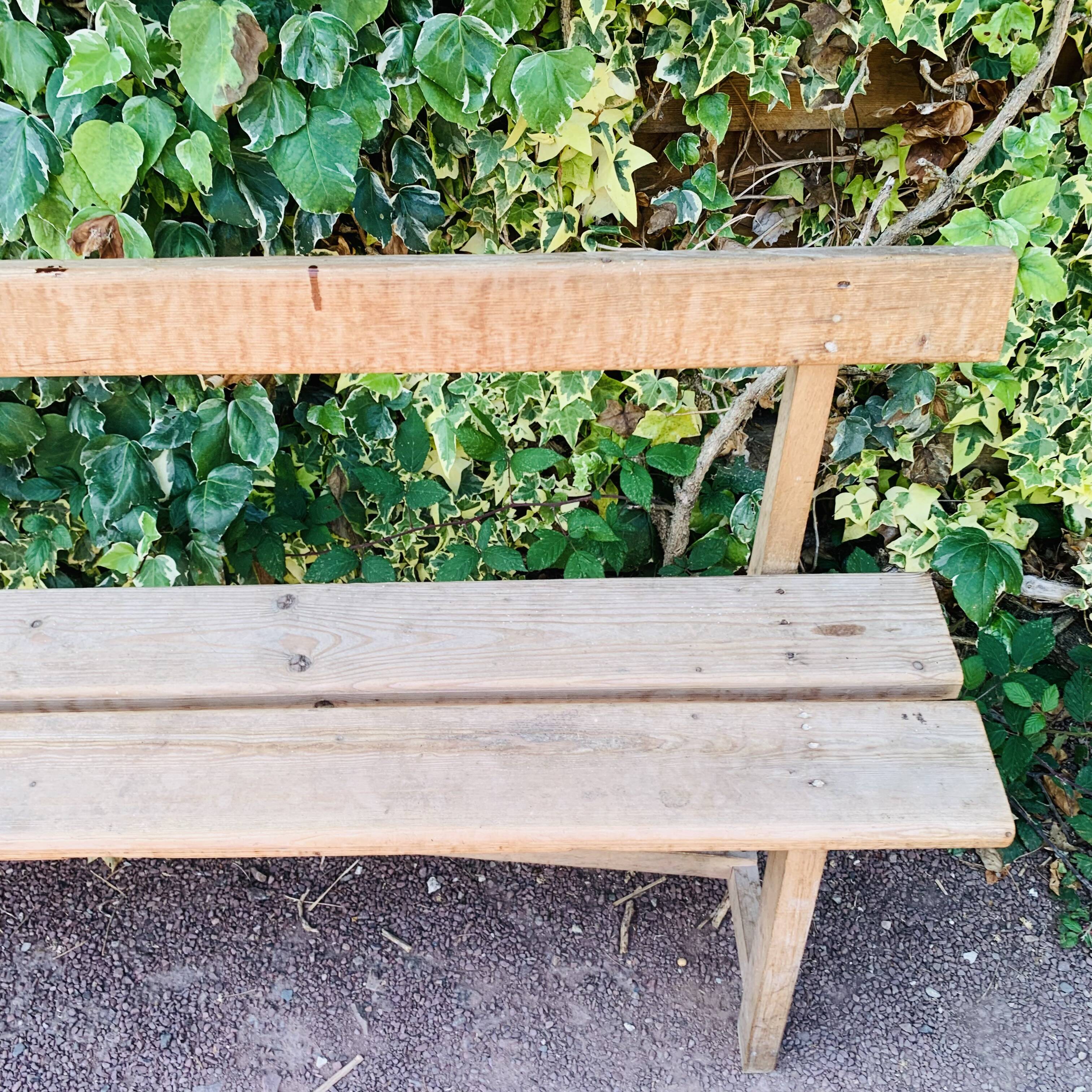Old wooden church bench with backrest - 3 metres -